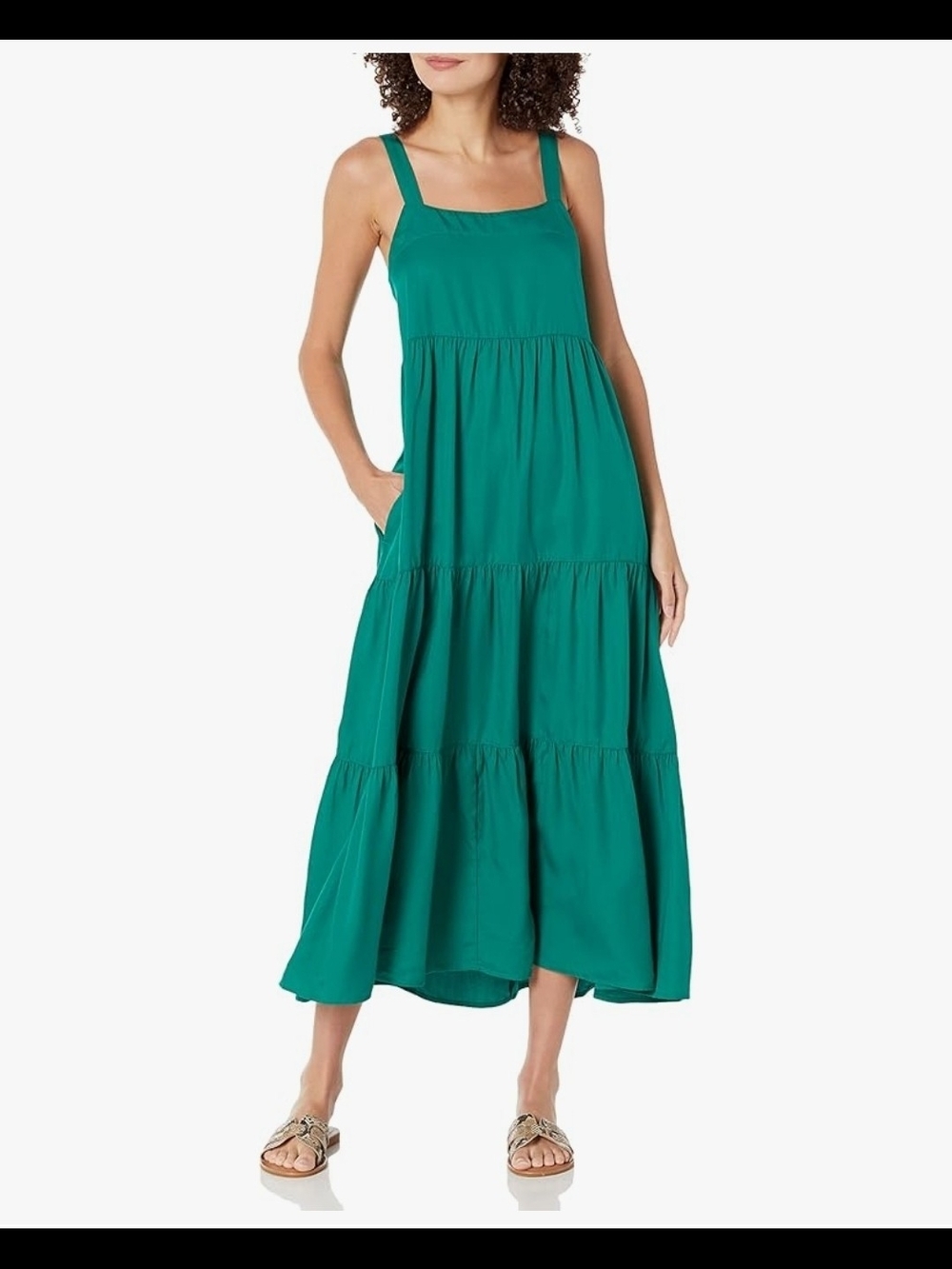 The Drop Ultra Marine Green Tiered Maxi Britt Dress | Size XS | NWT